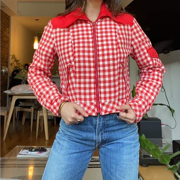 Rare Vintage Red Gingham/Checkered Western Bomber Jacket - Size Small - Picture 1 of 5
